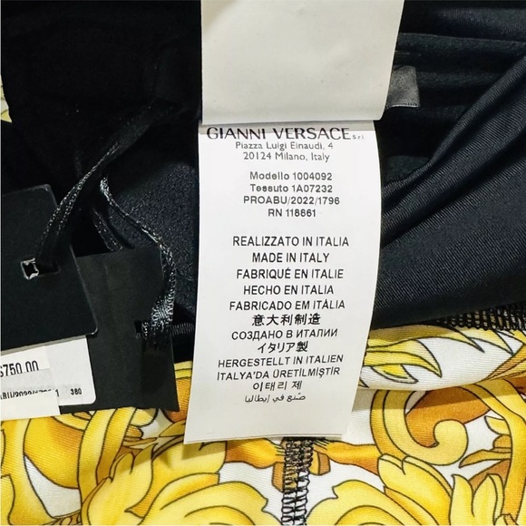 Authentic Versace Medusa Renaissance Print Leggings Black Gold Size L NWT $750 - Picture 8 of 12